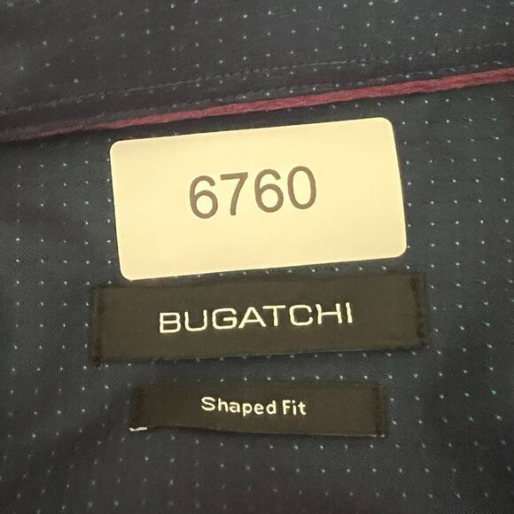 Bugatchi Shirt Mens XXL Shaped Fit Casual Button Up Blue Geometric L Sleeve NWT - Picture 5 of 10